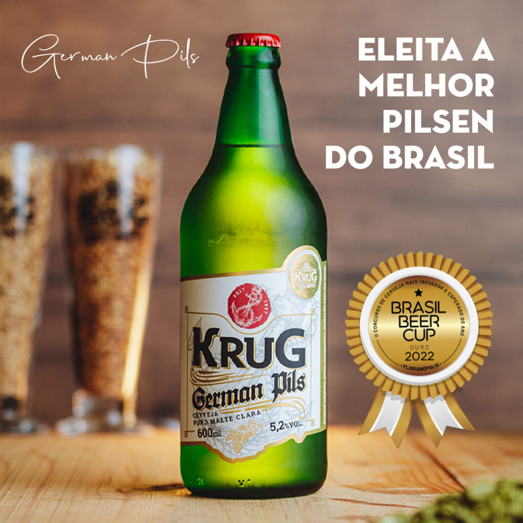 Arte comemorativa da medalha de ouro da Krug German Pils